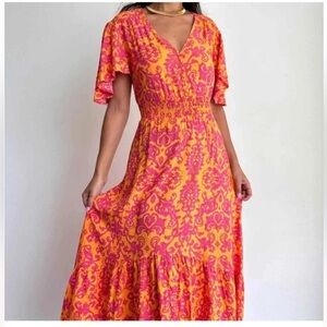 ANTHROPOLOGIE ABEL THE LABEL
Floral Dress Womens Maya Hi Low Size XS Pink Orange